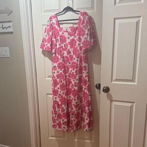 Floral Pink and White Dress